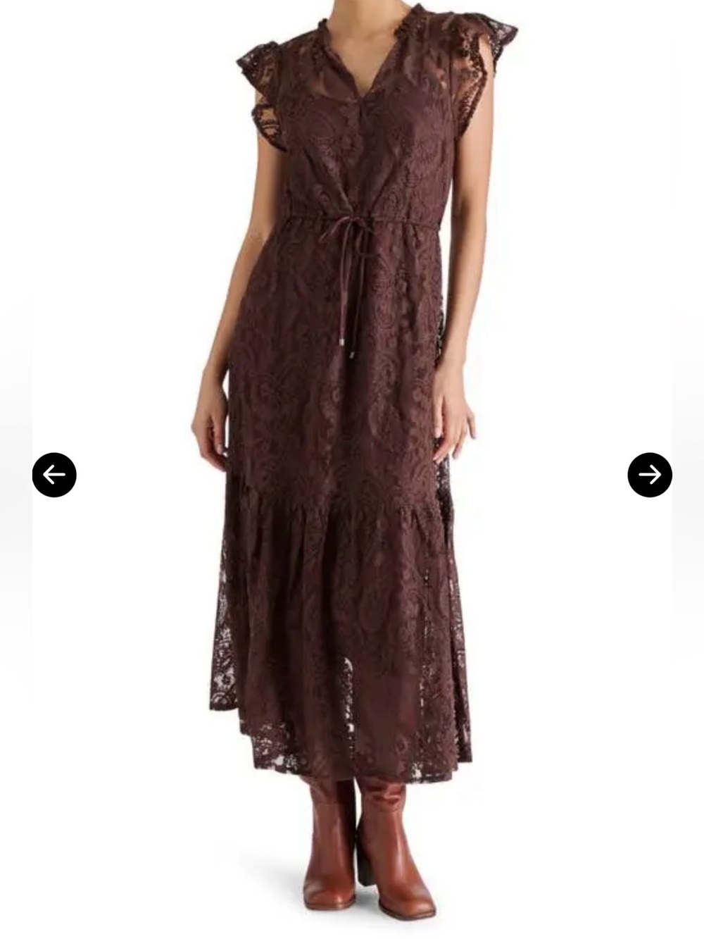 Steve Madden Osiris Lace Maxi Dress - BROWN Size Small